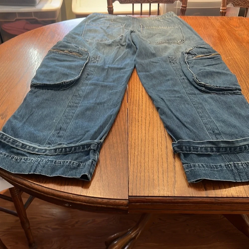 Boutique Cargo Style Jeans With Zippers Down Front Of Legs Size 13 - Picture 10 of 12